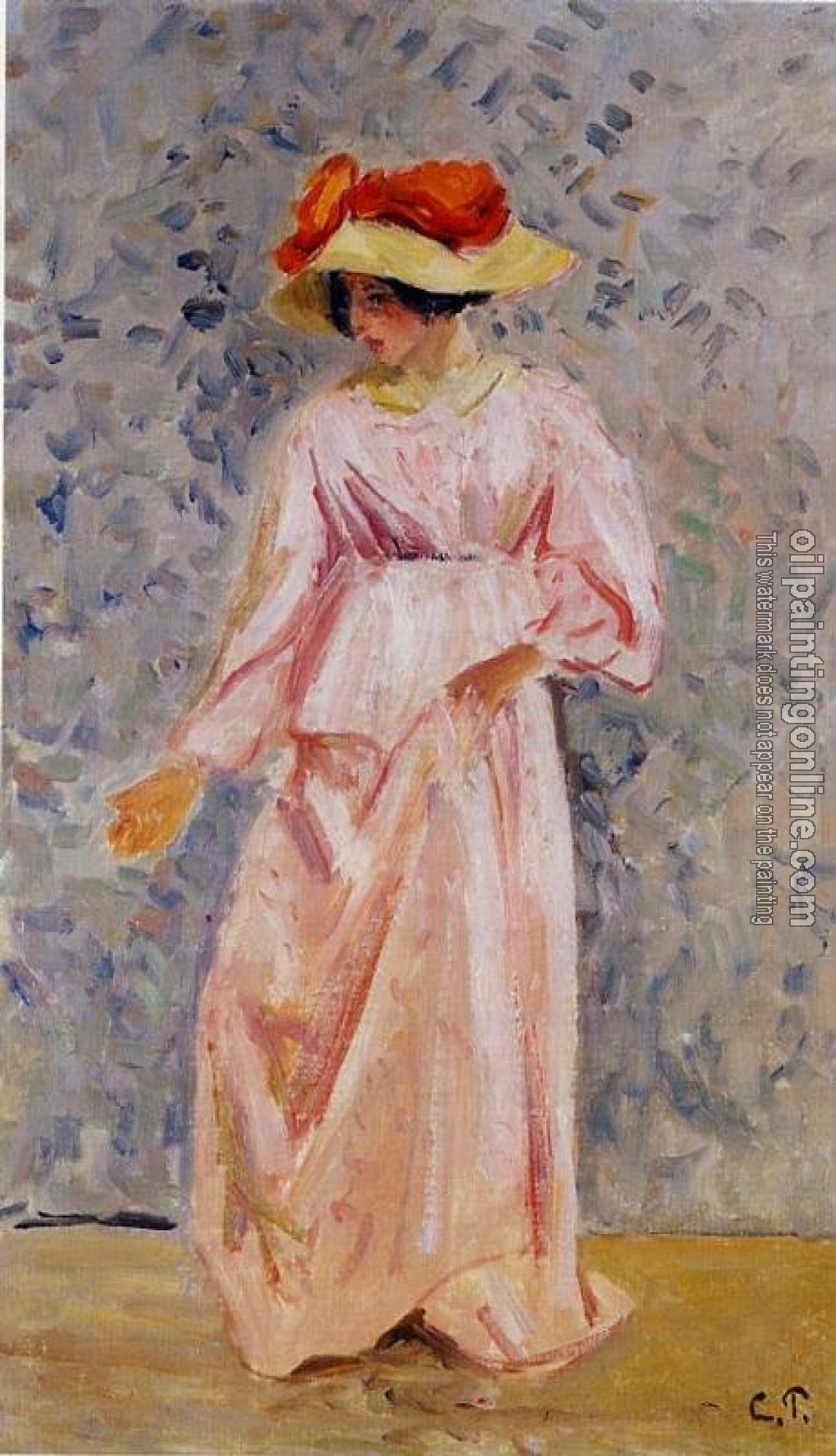 Pissarro, Camille - Portrait of Jeanne in a Pink Robe